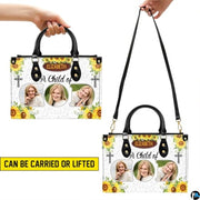 Personalized Woman religious, floral Leather Handbag