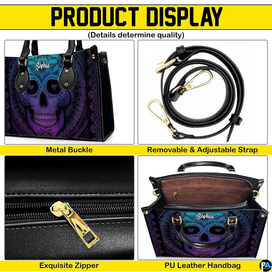 Four-panel showcase illustrating design details, hardware, and interior layout.