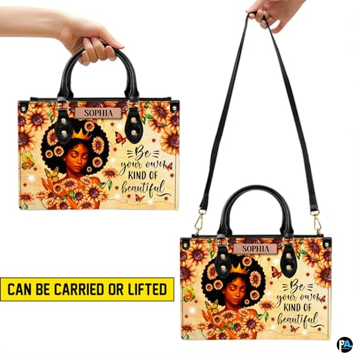 Personalized African American Leather Bag, African Purse, Gifts for Black Girl Women, Black History Handbags