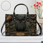 Personalized Black Owl Forest Scene Shoulder Bag, Gift for Her