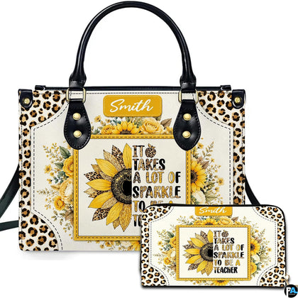 Sparkle teacher sunflower art depicting split cheetah floral graphics and yellow roses on coordinating accessories.