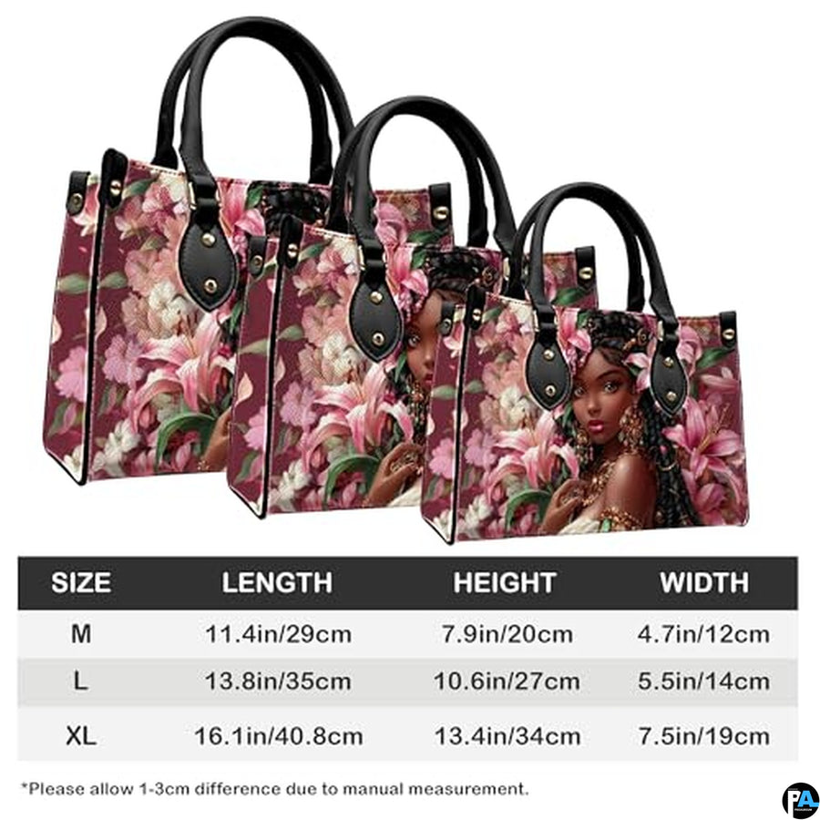 Personalized Black Women Leather Bag, Custom Name African Purses and Handbags Gifts for Mom Birthday Christmas Mothers Day