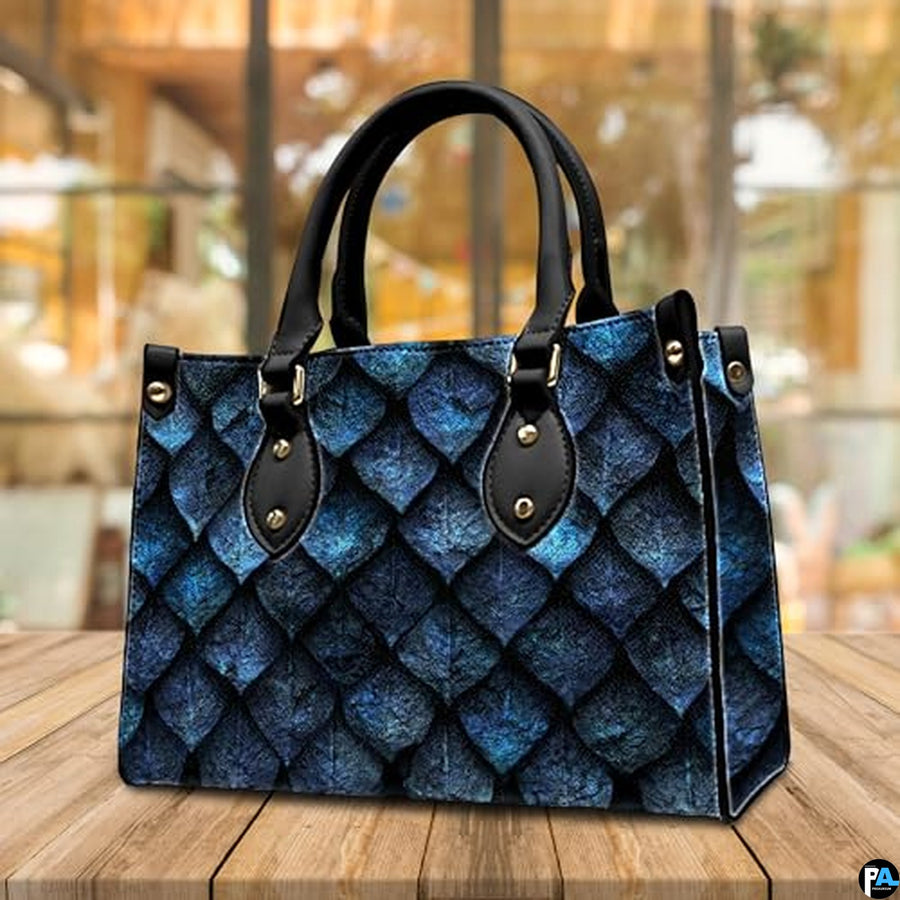 Personalized Fantasy Blue Dragon Scale Handbag for Dragon Lovers Gift