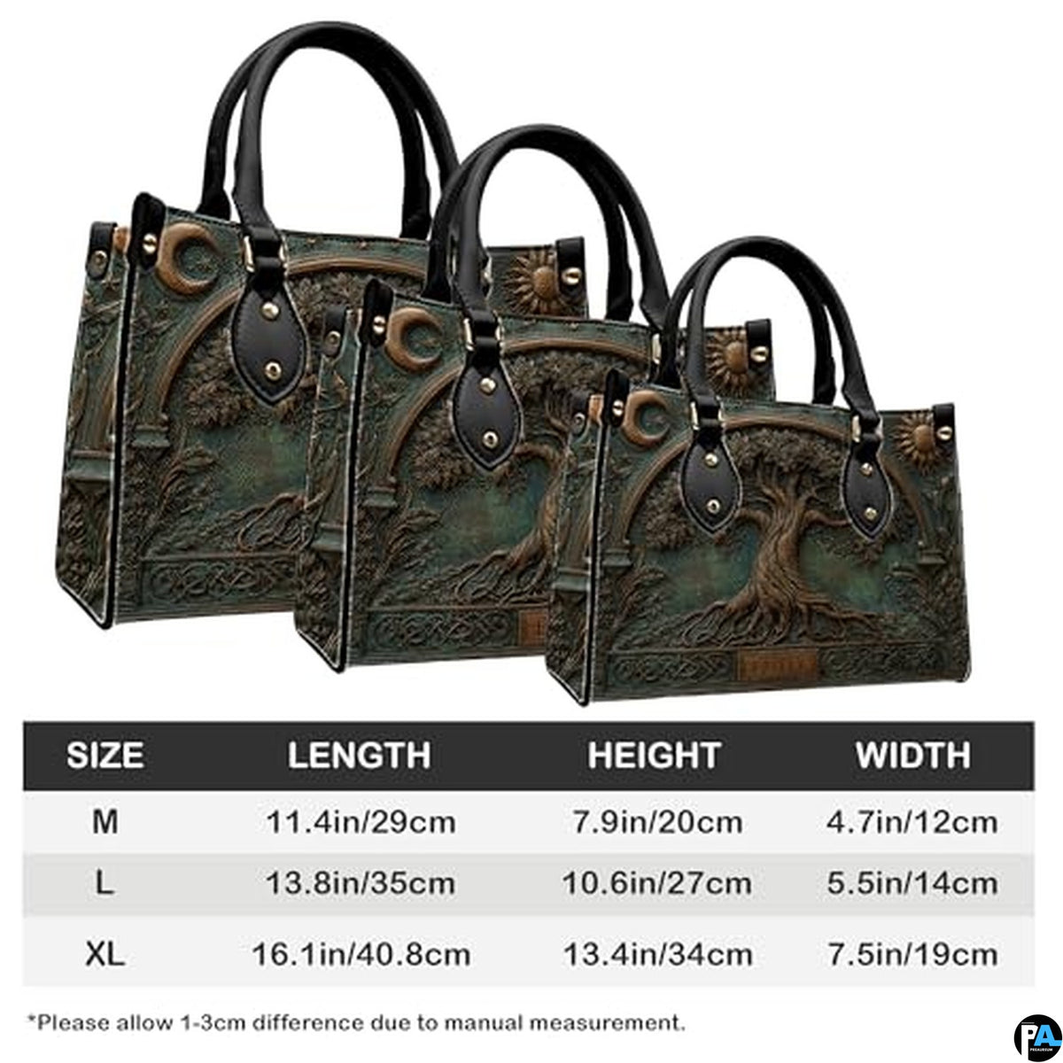Personalized Animal Leather Handbag – Custom Name Flowers with 2D Print with 3D Effect – Gift for Gramma, Mom, Daughter