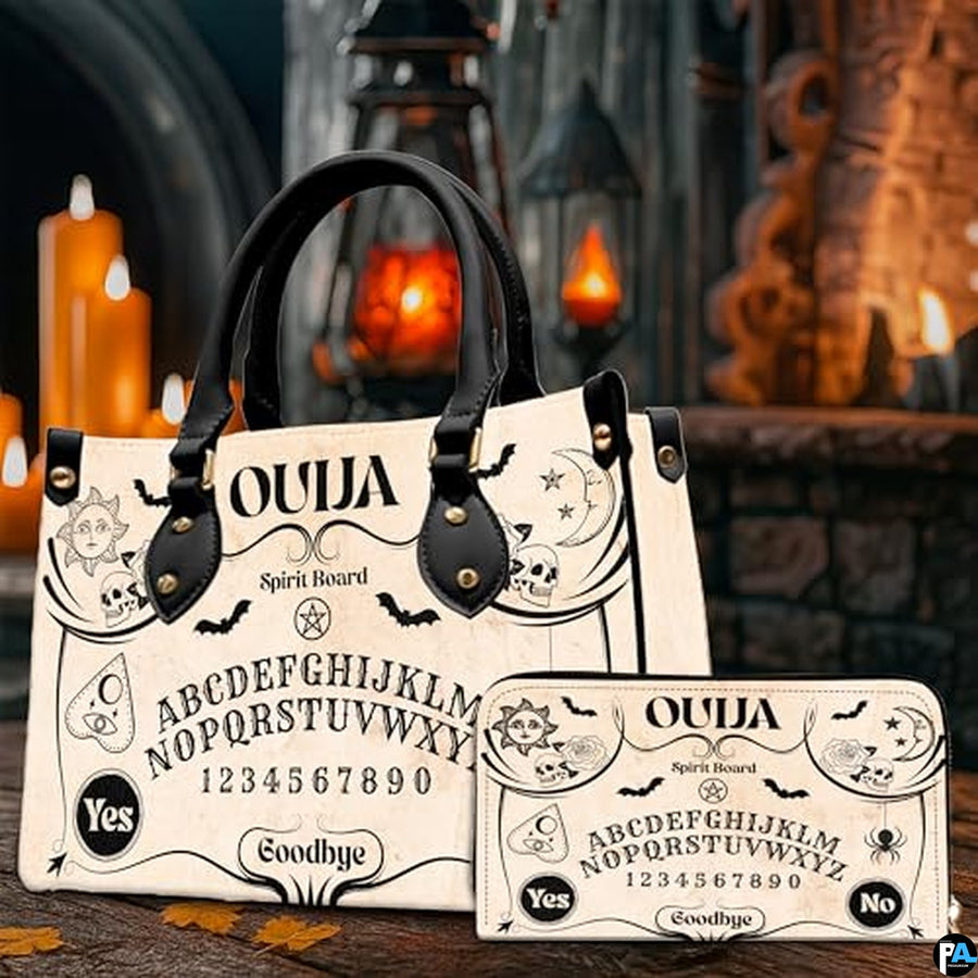 Personalized Board Black Cream Top-Handle Bag for Halloween Accessory