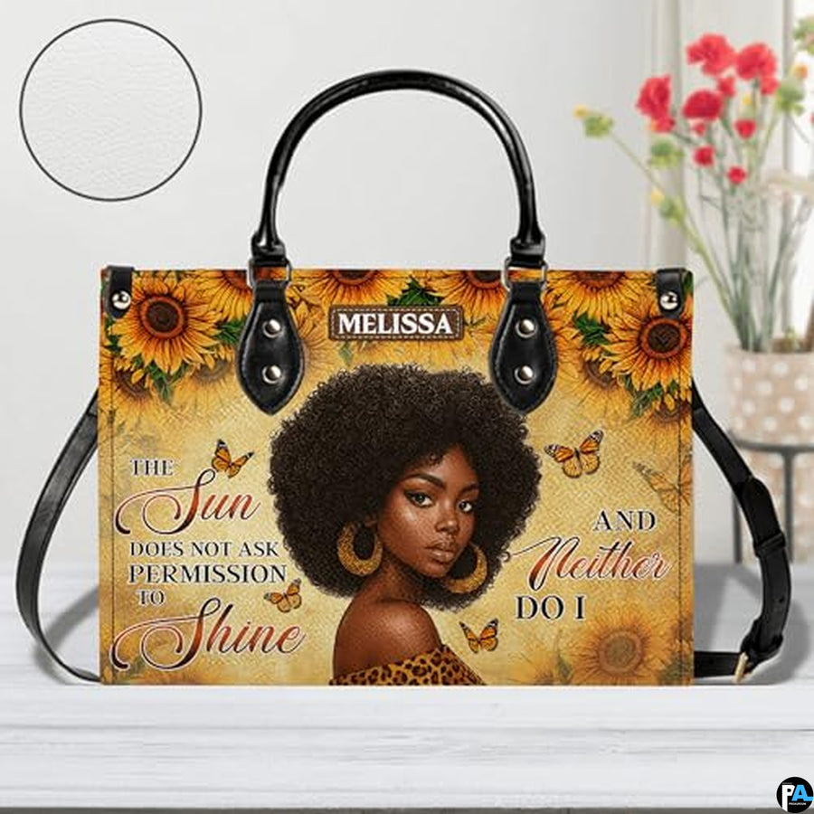 Personalized Leather Handbag for Black Women, Custom African Purse Bag Set, Birthday Meaningful Gifts for Mom, Friend