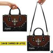 Interior compartment layout and organizational lining of western cross purse.