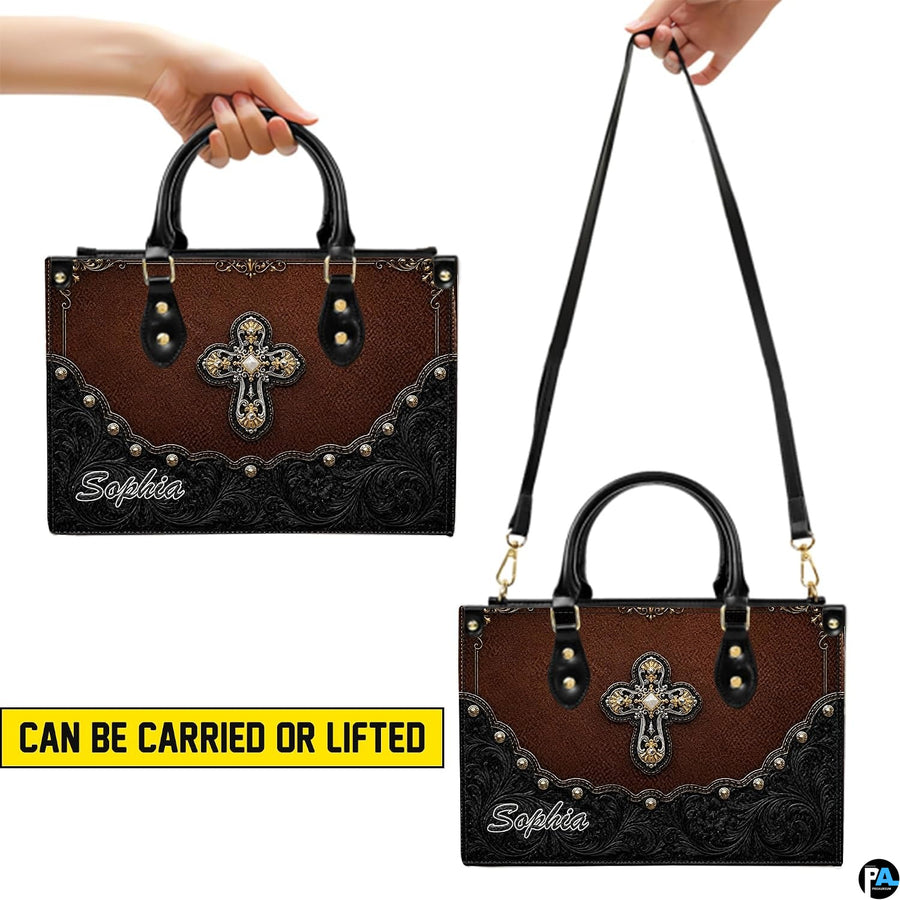 Interior compartment layout and organizational lining of western cross purse.