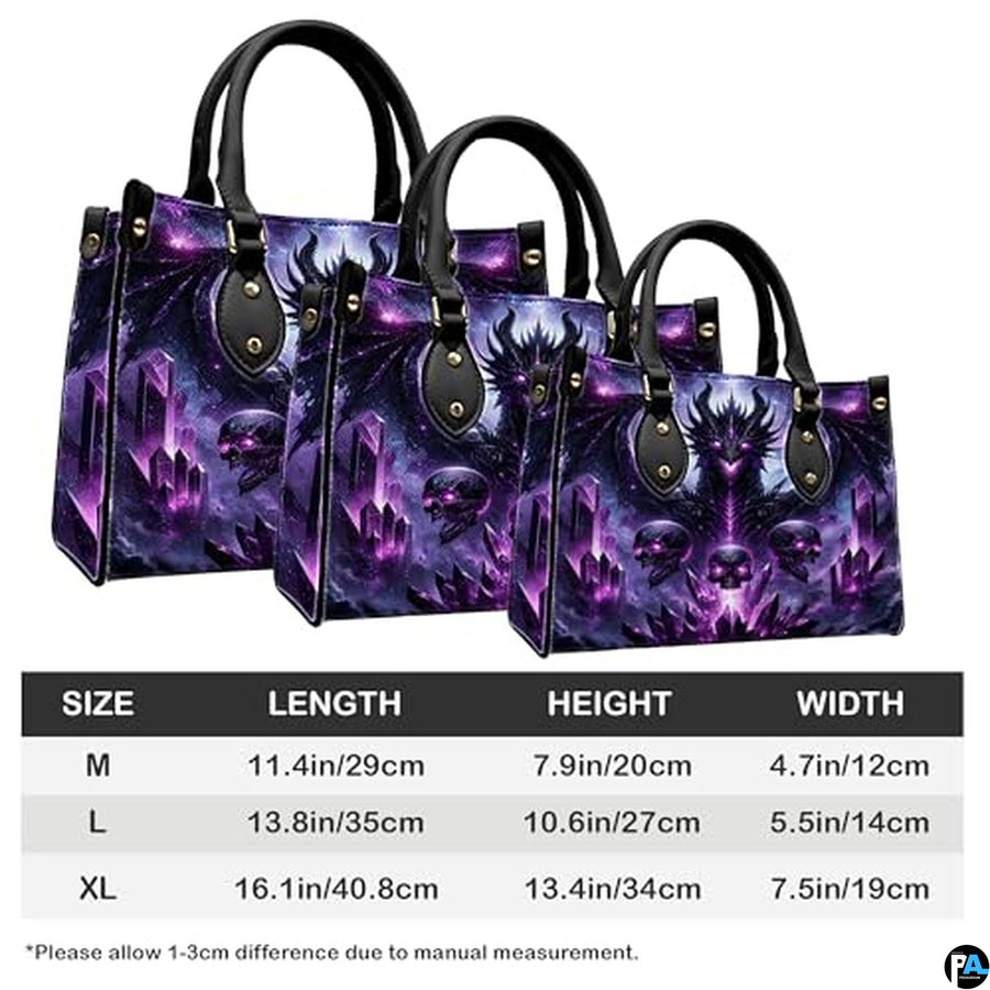 Personalized Dragon Leather Handbag, Fantasy Gothic Purse for Women, Mythical Shoulder Bag Gift for Dragon Lovers
