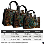 Lifestyle presentation of guardian dragon handbag and wallet set with styling accessories