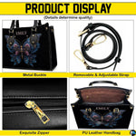 Detailed four-panel overview showing close-up aesthetic accents of floral butterfly handbag