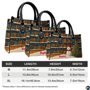 Size comparison diagram showcasing medium, large, and extra-large holiday handbag dimensions