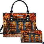 Personalized Book Lover Leather Handbag for Women, 3D Bookstore Library Tote Bag, Literary Gift for Readers, Bookworms