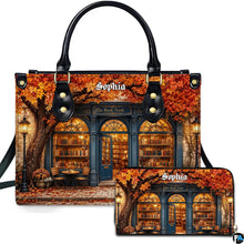 Personalized Book Lover Leather Handbag for Women, 3D Bookstore Library Tote Bag, Literary Gift for Readers, Bookworms