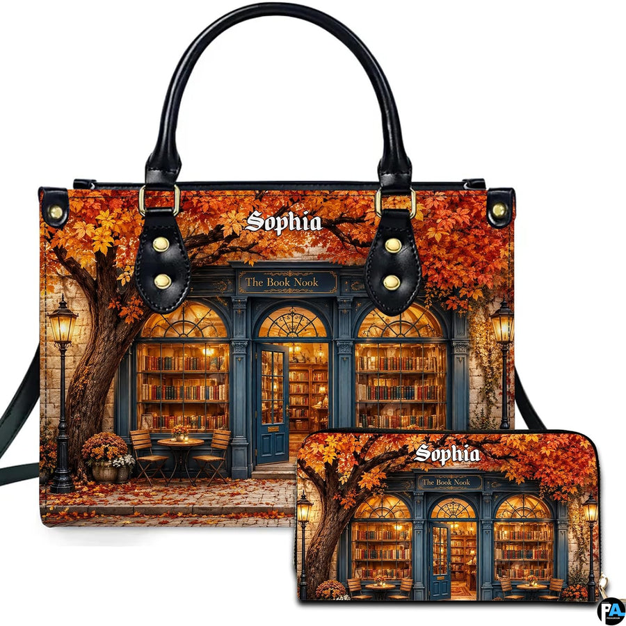 Personalized Book Lover Leather Handbag for Women, 3D Bookstore Library Tote Bag, Literary Gift for Readers, Bookworms