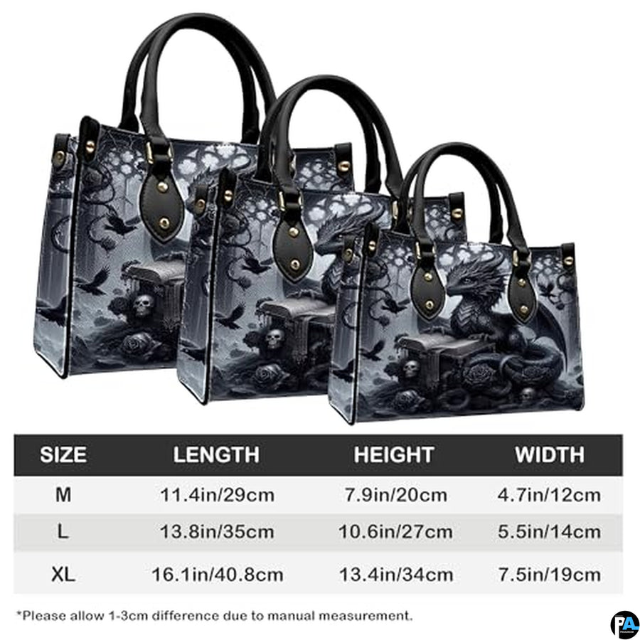 Personalized Dragon Leather Handbag, Fantasy Gothic Purse for Women, Mythical Shoulder Bag Gift for Dragon Lovers