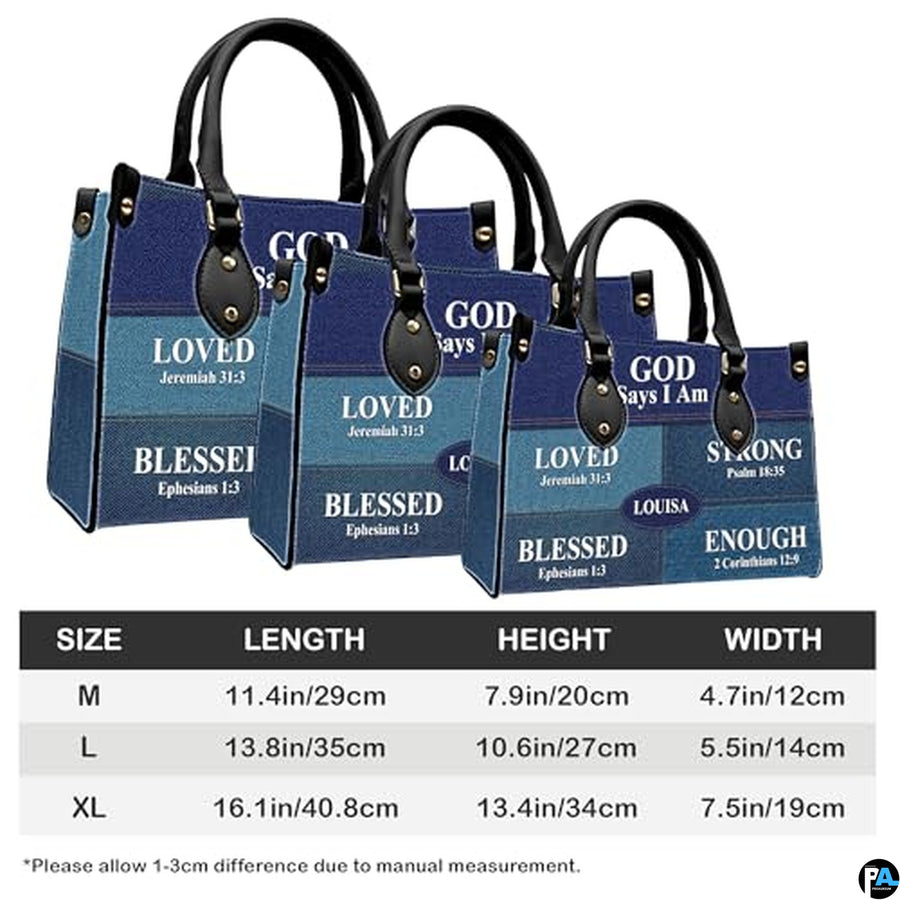 Personalized Christian Leather Handbag, Jesus Christian Tote Bag, Bible Purse, Religious Bags Gift for Mom, Women