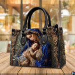 Sacred art accessory set at three-quarter perspective on wooden table in sunlit room.