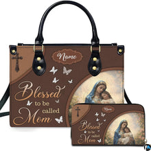 Personalized Leather Tote Bag and Purse for Mom Grandma, Custom Name Tote Bag, Birthday Gift for Mother, Grandma Gift Idea