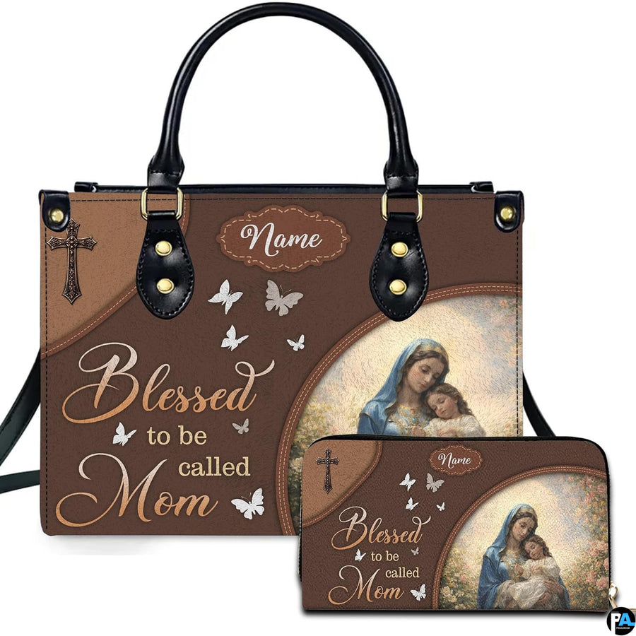 Personalized Leather Tote Bag and Purse for Mom Grandma, Custom Name Tote Bag, Birthday Gift for Mother, Grandma Gift Idea
