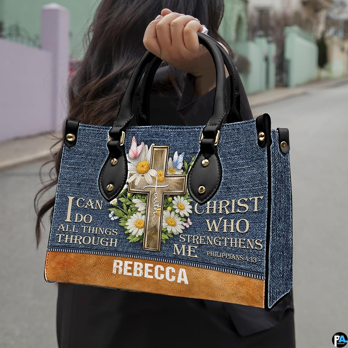 Side perspective view highlighting structured depth, edge piping, and clean side profile of the floral accessory set