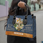 Side perspective view highlighting structured depth, edge piping, and clean side profile of the floral accessory set