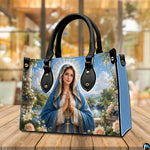 Back view of pastoral landscape Virgin Mary sacred art handbag