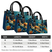 Handbag interior compartment organized for everyday essentials.