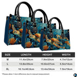 Handbag interior compartment organized for everyday essentials.