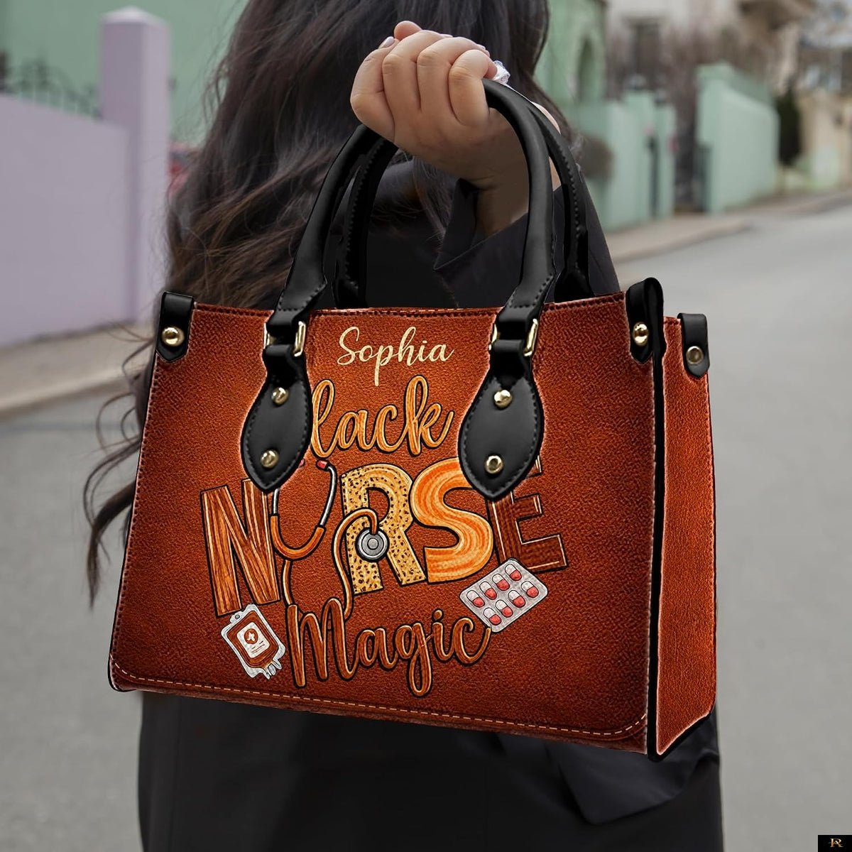 PREAUREUM "{split_values}" Personalized {collection_title} Leather Handbag