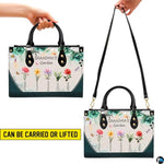 Mothers Day Gift Leather Bag- Personalized Grandmas Purse With Grandkids Names, Grandma Handbag Birthday Gifts For Mom Women
