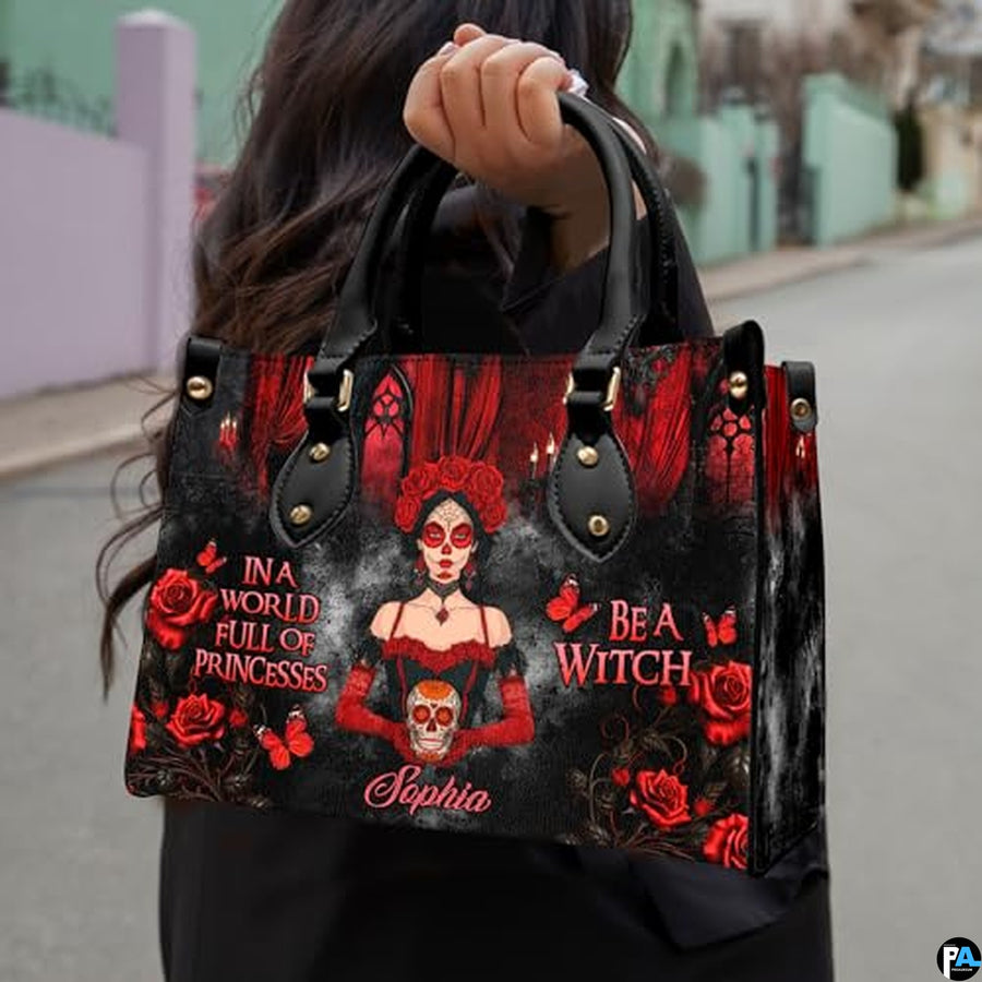 Personalized Witch Leather Bags, Halloween Purses For Women, Witch Art Bag, Spooky Halloween Purses, Holiday Gifts