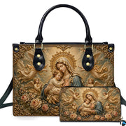 Madonna and Child with angels baroque artwork on coordinated handbag and wallet set