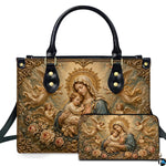 Madonna and Child with angels baroque artwork on coordinated handbag and wallet set