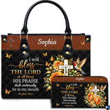 Christian Scripture Hummingbird Floral Handbag and Matching Wallet Set