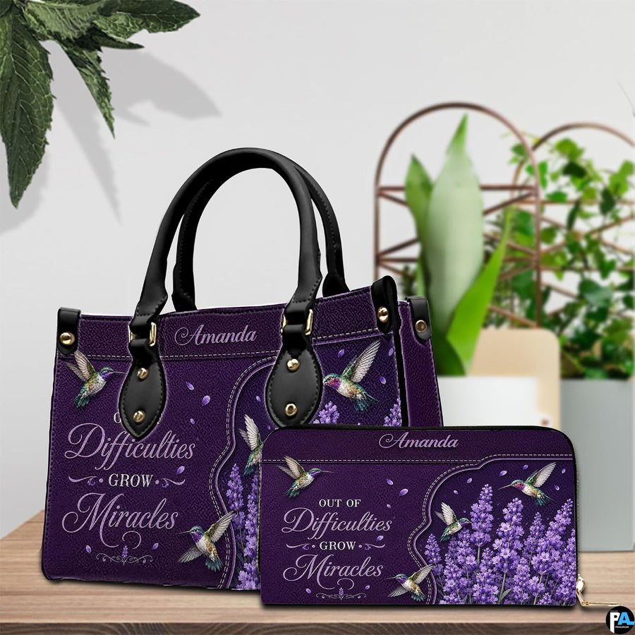 Side profile view illustrating seam finish and deep violet print