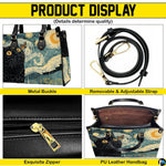 Four-panel layout presenting close-up visual accents of the starry night cat art.