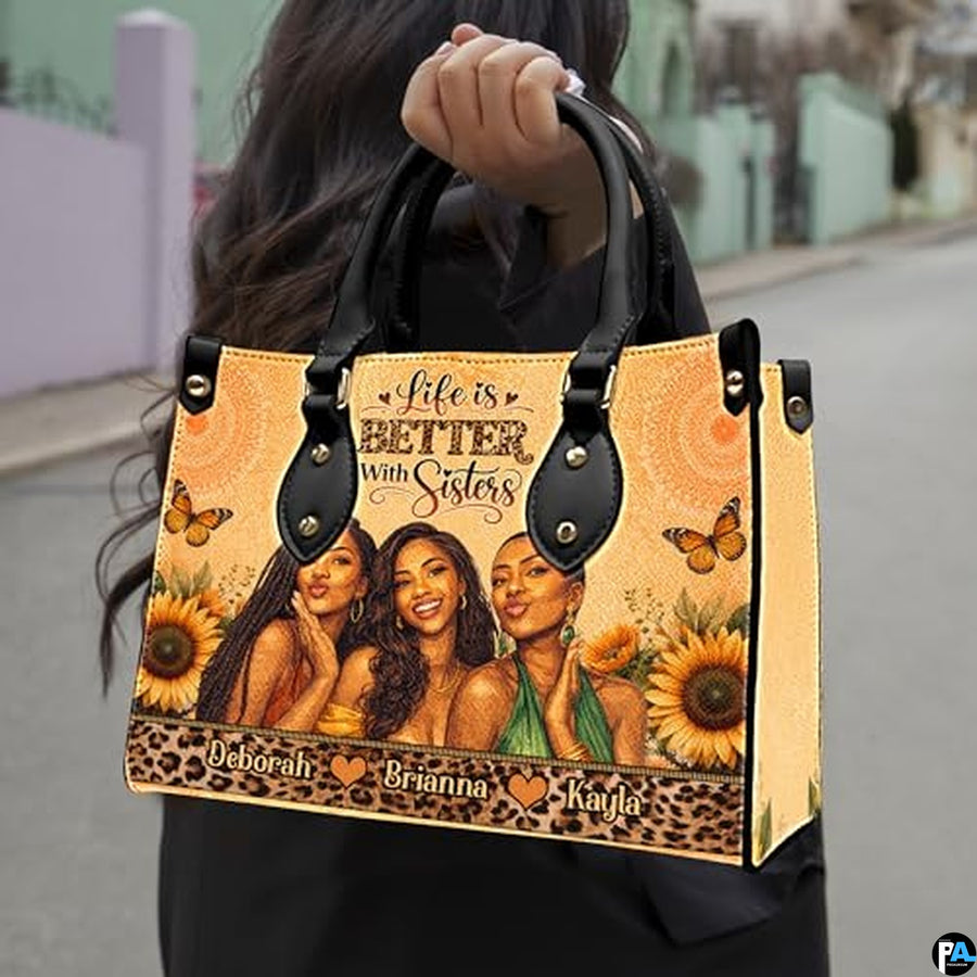 Personalized Leather Handbag for Black Women, Custom African Purse Bag Set, Birthday Meaningful Gifts for Mom, Friend