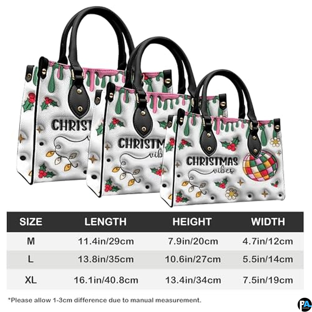 Personalized Christmas Decorations Drip Art Handbag, Removable Strap