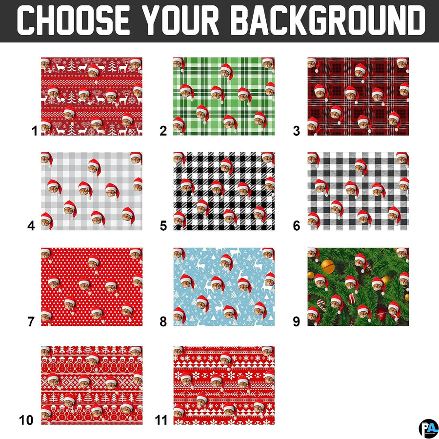 Background pattern options diagram displaying festive designs including pine needles, plaids, and snowflakes