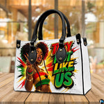 Angled Afrocentric handbag with Black woman portrait and comic rays