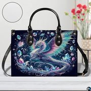 Personalized Dragon Leather Handbag, Fantasy Gothic Purse for Women, Mythical Shoulder Bag Gift for Dragon Lovers