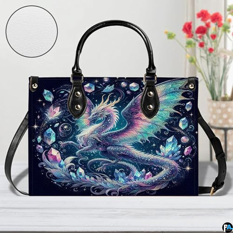 Personalized Dragon Leather Handbag, Fantasy Gothic Purse for Women, Mythical Shoulder Bag Gift for Dragon Lovers