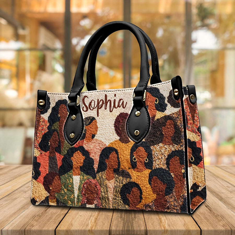 PREAUREUM "{split_values}" Personalized {collection_title} Leather Handbag