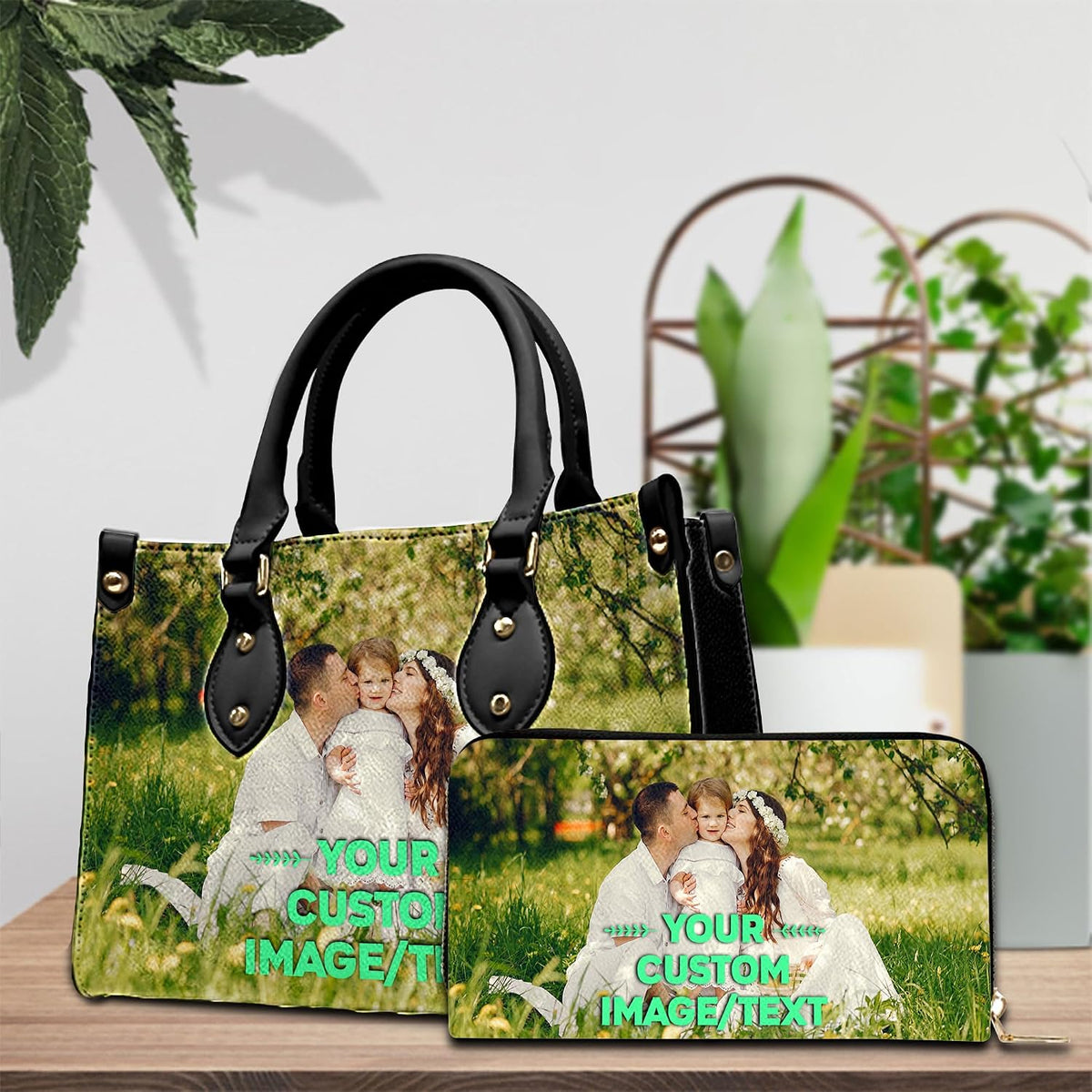 PREAUREUM "{split_values}" Personalized {collection_title} Leather Handbag