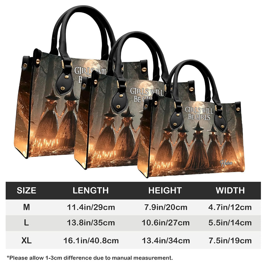 PREAUREUM "{split_values}" Personalized {collection_title} Leather Handbag