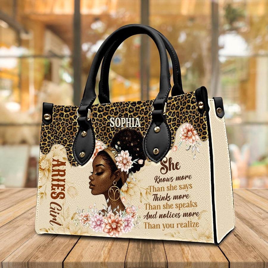 PREAUREUM "{split_values}" Personalized {collection_title} Leather Handbag