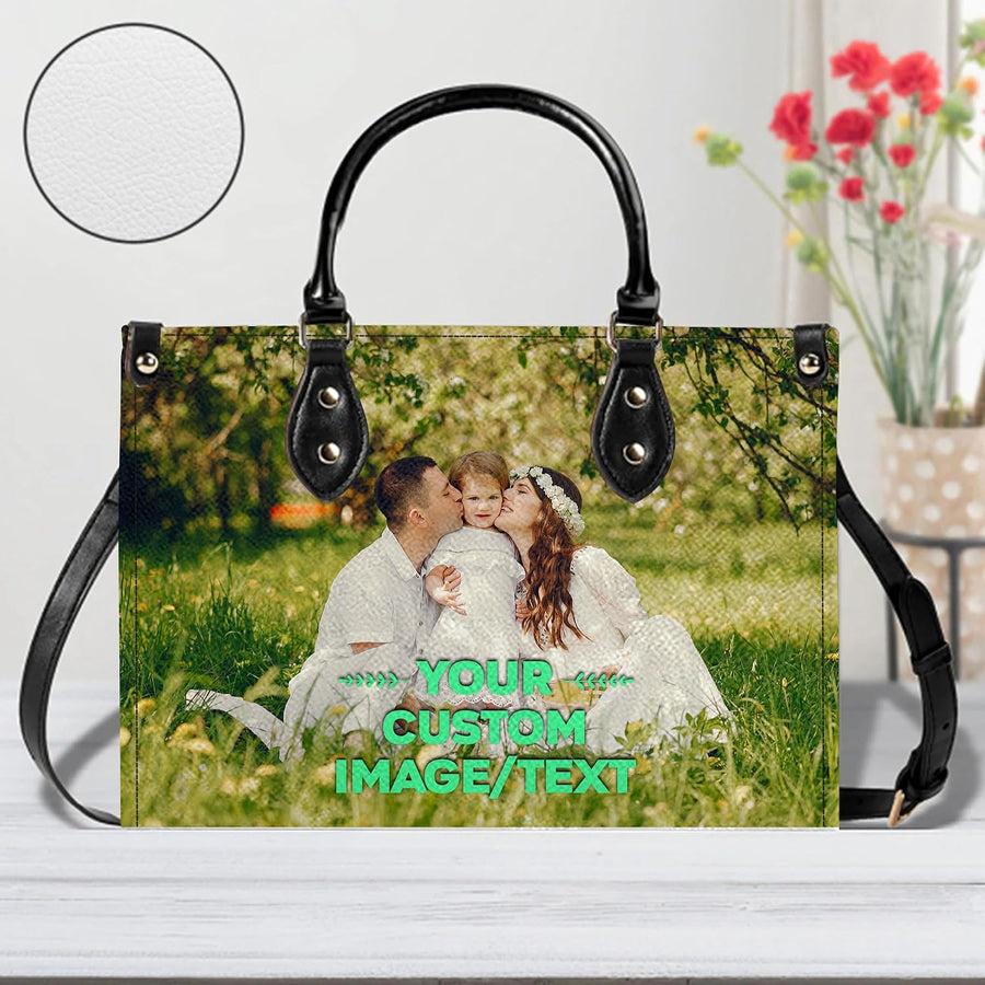 PREAUREUM "{split_values}" Personalized {collection_title} Leather Handbag