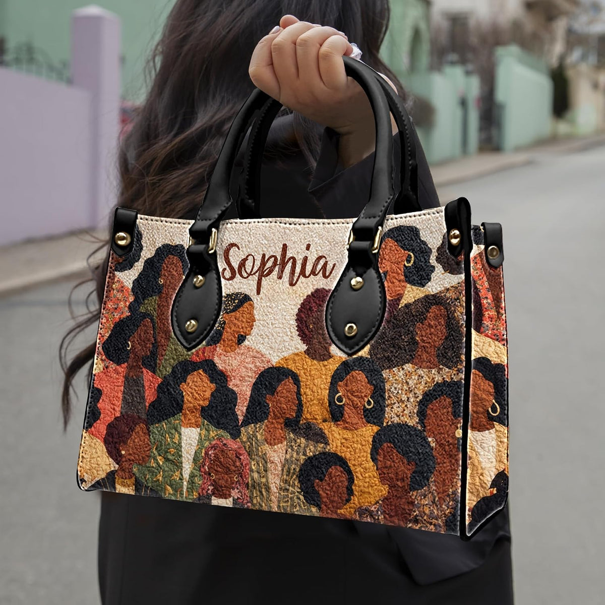 PREAUREUM "{split_values}" Personalized {collection_title} Leather Handbag