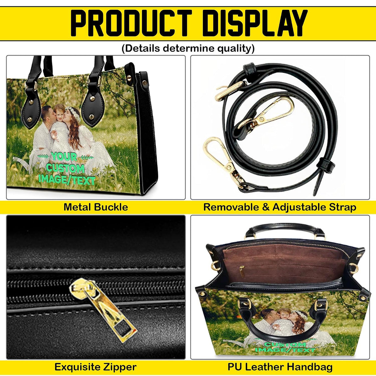 PREAUREUM "{split_values}" Personalized {collection_title} Leather Handbag